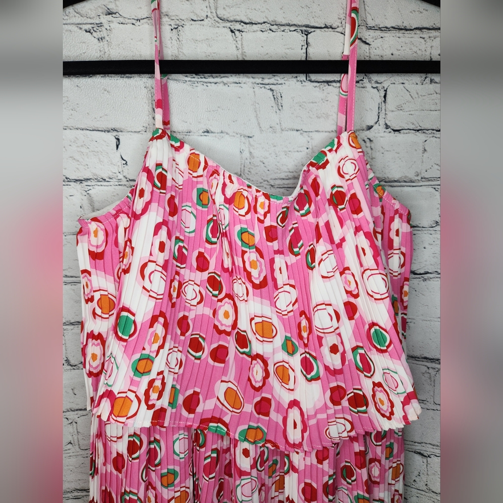 TCEC Pleated Swing Tiered Floral Mini Dress Size Large‎ - Picture 5 of 9